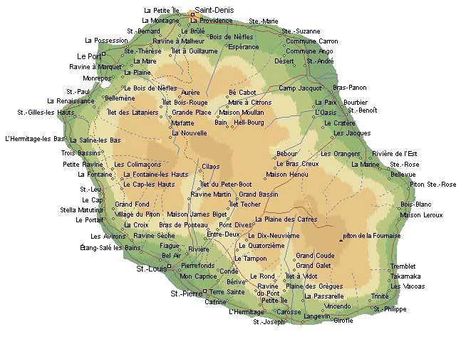 CARTE DE LA REUNION DE NOS JOURS